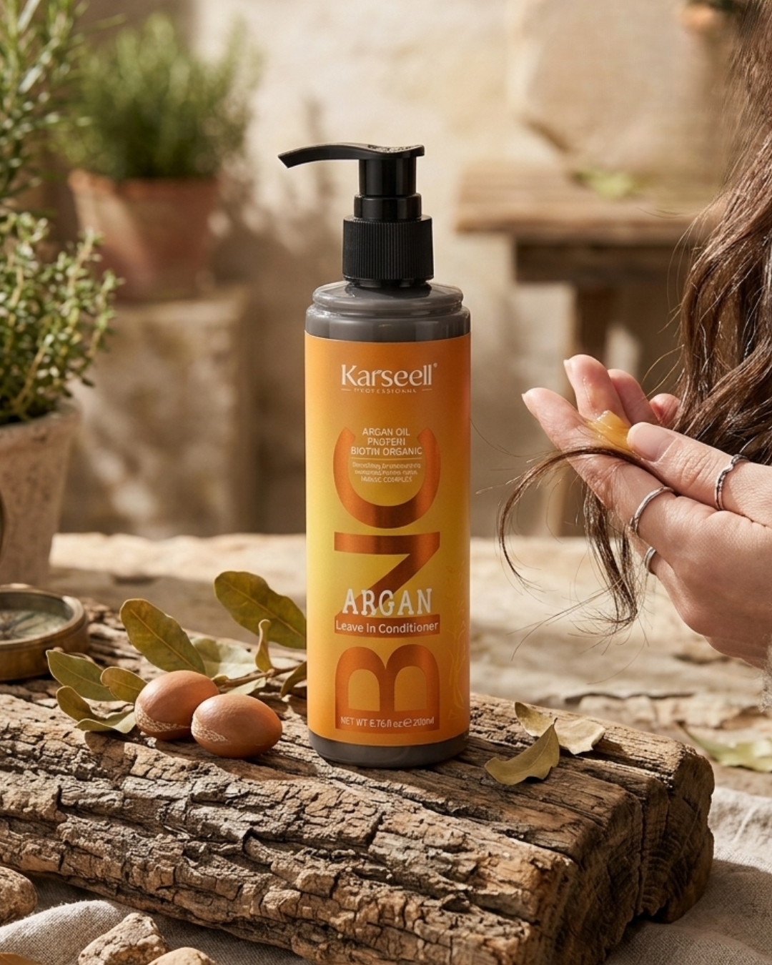 Karseell leave-in argán spray cabello rizado ondulado uso diario