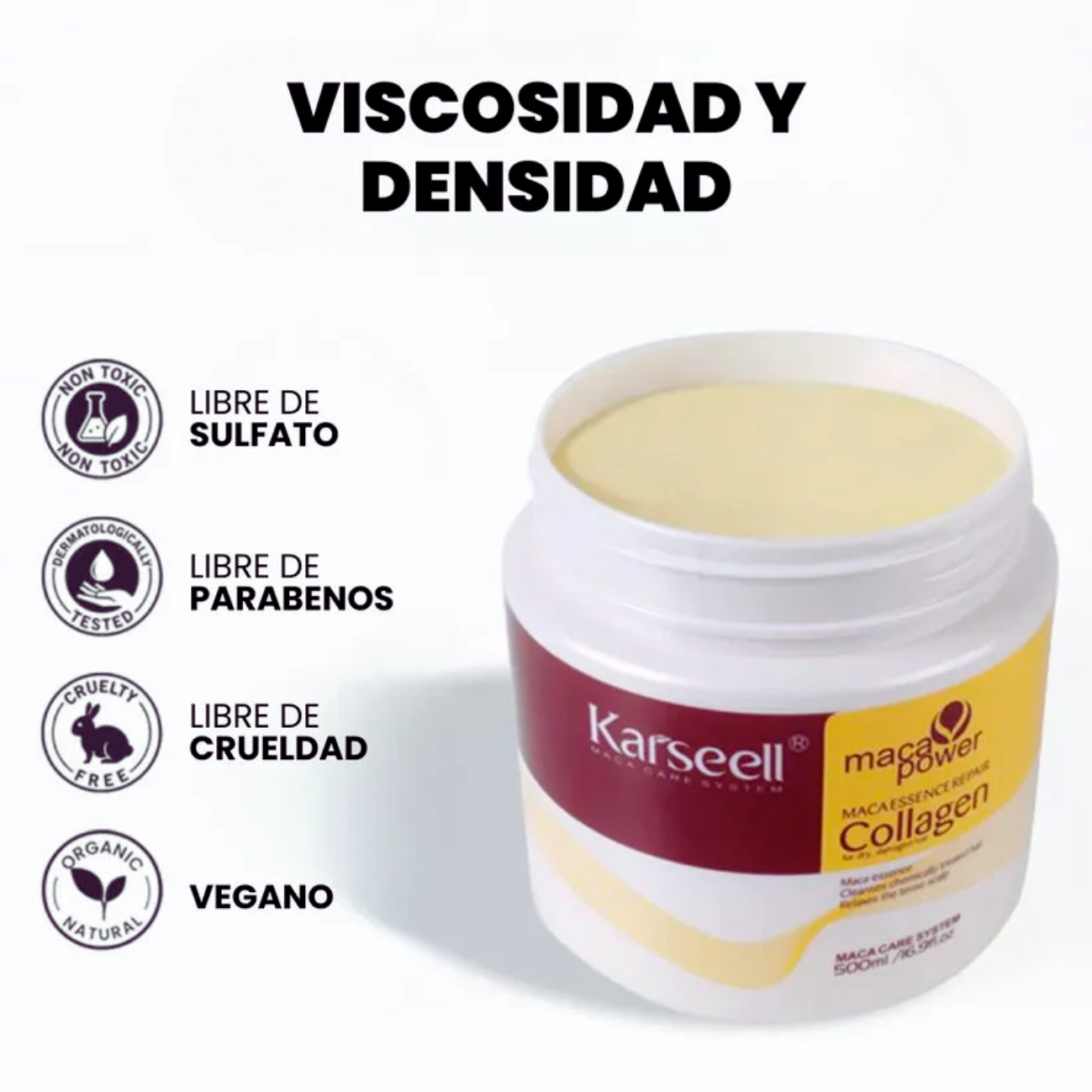 Mascarilla Vilanci colágeno cabello dañado y seco frente y reverso