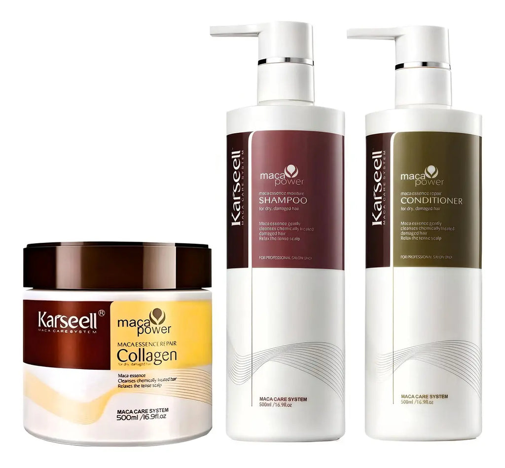Kit Karseell Trío Reparador Premium — Mascarilla + Acondicionador + Shampoo 500ml